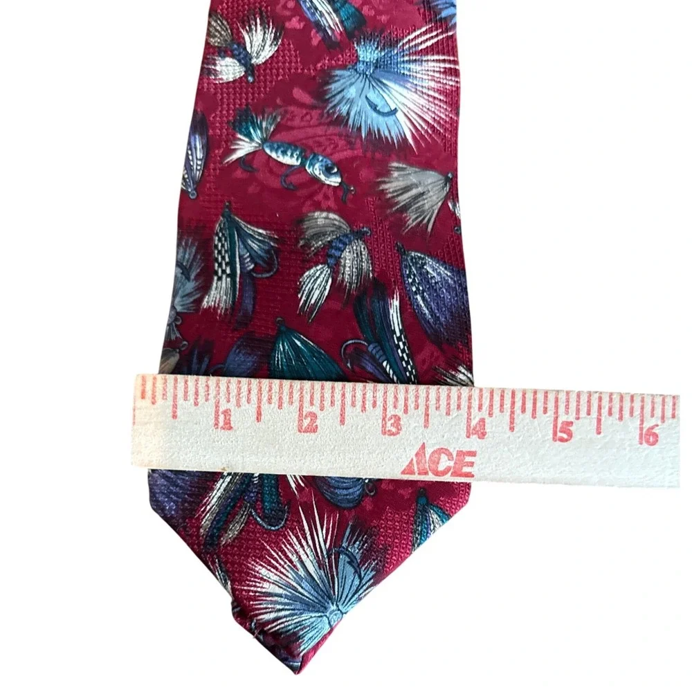 Mezzano Silk Necktie Mens Burgundy‎ Fishing Lure Fly Tying USA Made Fashion